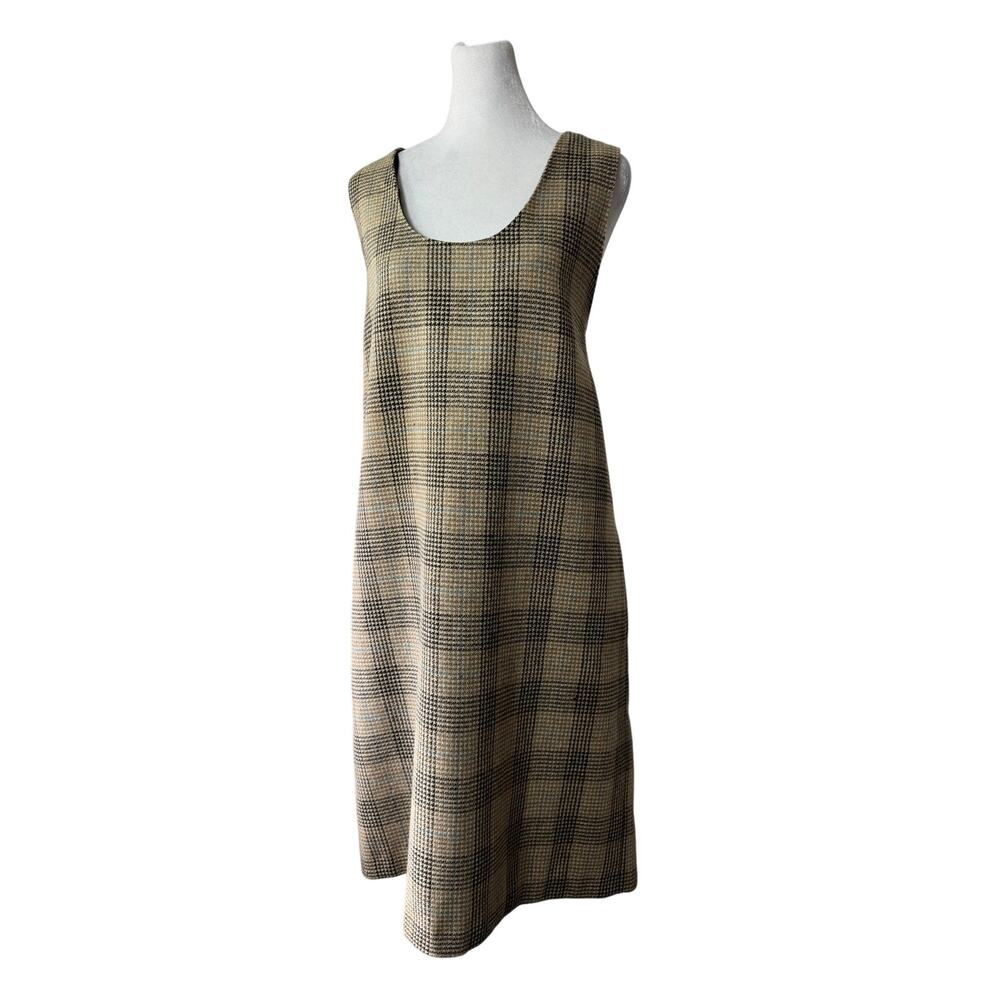 Vintage ‘90s Harve Benard by Benard Holtzman 100% Wool Brown Pinafore Midi Dress